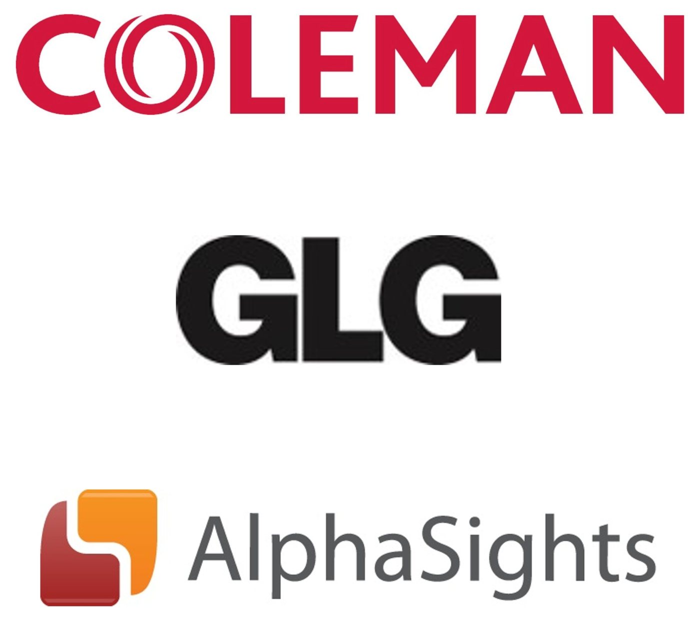 Consulting affiliation logos: Coleman, GLG, and AlphaSights