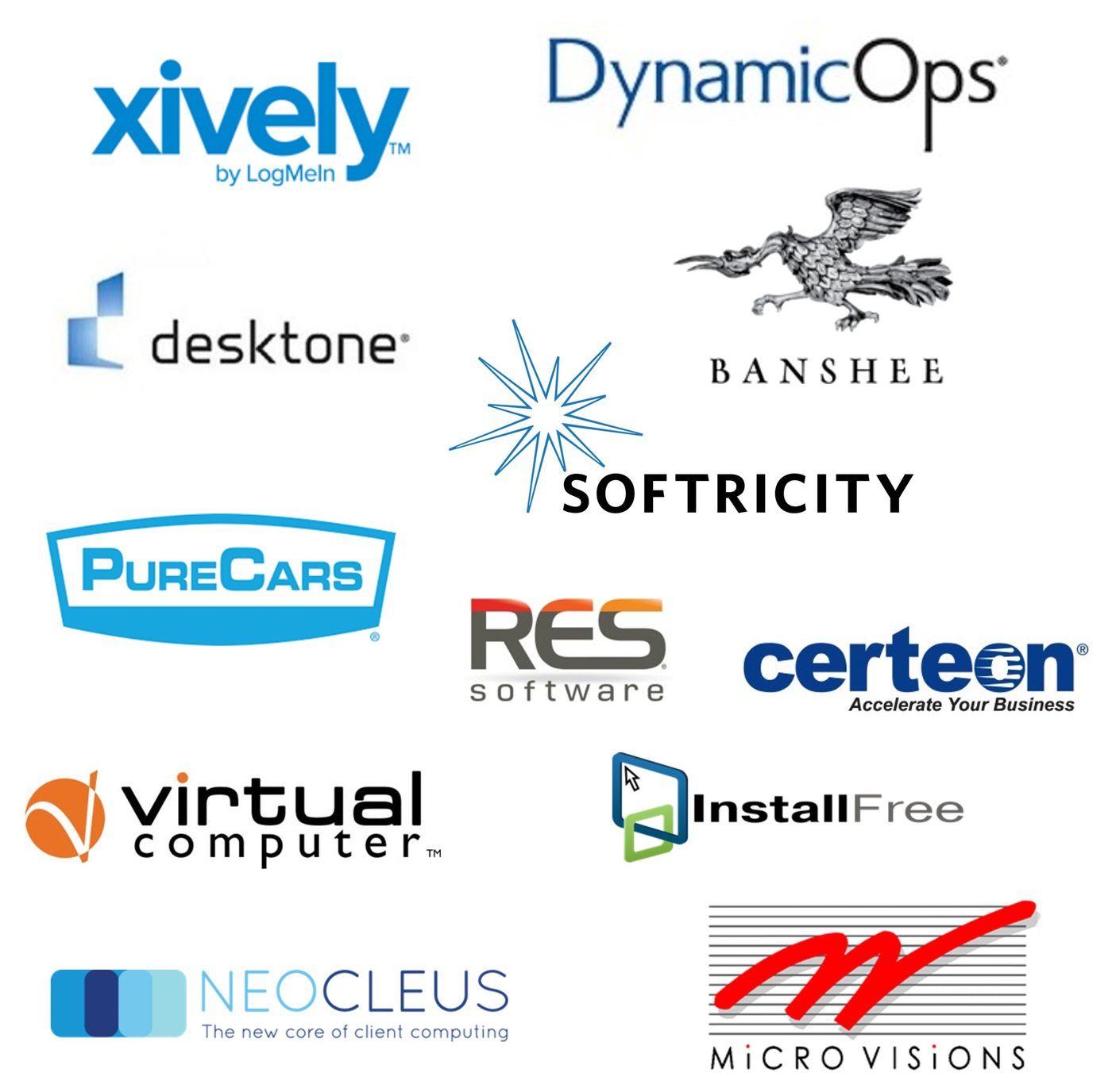 Company exit logos including xively, Softricity, RES Software, Certeon, and Banshee